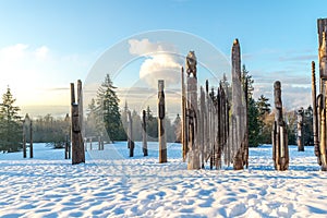 Burnaby Mountain Totem pole Vancouver Jan 2017.