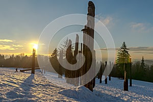 Burnaby Mountain Totem pole Vancouver Jan 2017.