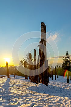 Burnaby Mountain Totem pole Vancouver Jan 2017.