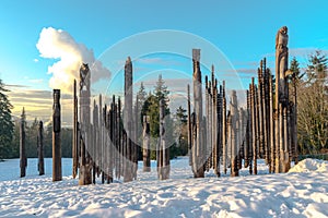 Burnaby Mountain Totem pole Vancouver Jan 2017.