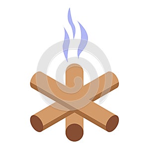 Burned campfire icon, isometric style