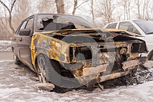 Burned car after arson