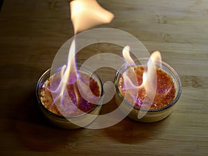 Burned cream dessert with fire photo