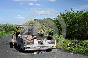 The burned down automobile