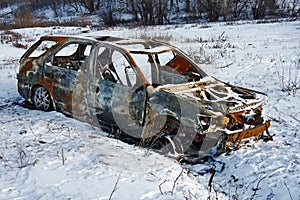 Burned down car