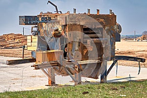 Burned Down And Rusty Industrial Machine