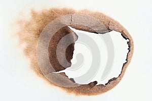 Burned hole in the paper