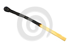 Burned match macro closeup, burnt matchstick, large detailed isolated studio shot