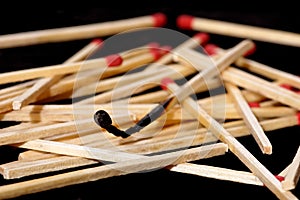 Burned match stick