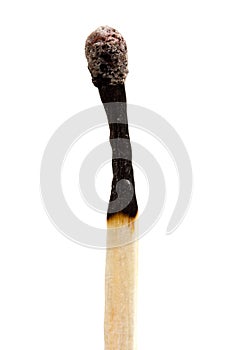 Burned match stick over white