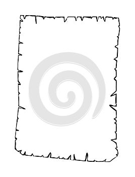 Burned old paper, parchment outline silhouette vector symbol icon design.