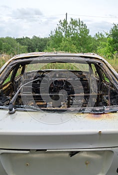 Burned out car.