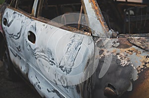 Burned out car.