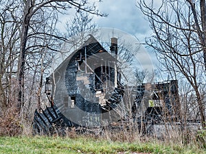 Burned Out House Remains