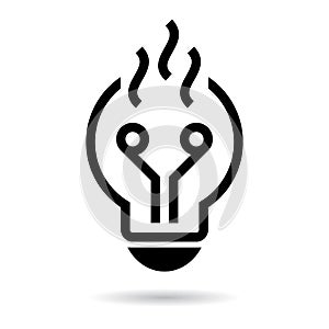 Burned out light bulb vector icon