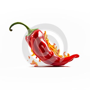 Burned red chili peper on white background. Generative ai