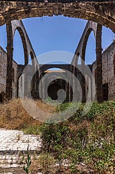 Burned remains of the church of San Agustin, attached to the historic building of Instituto Canarias Cabrera Pinto. photo