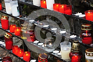 Burners and candles in Marianka - the oldest pilgrimage site, Slovakia