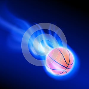 Burning basketball on blue fire