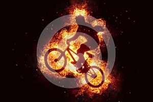 Burning bike bmx biker bikinig fire flames