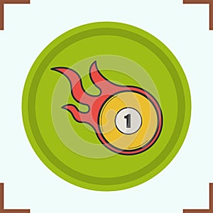 Burning billiard ball color icon