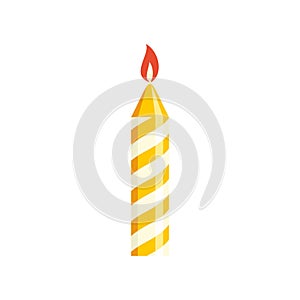 Burning birthday candle icon flat isolated vector