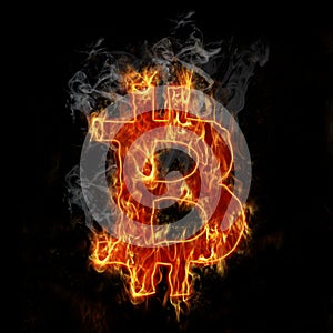 Burning bitcoin symbol
