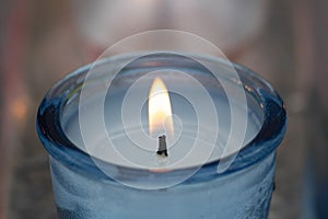 Burning blue incense candles