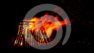 Burning bonfire