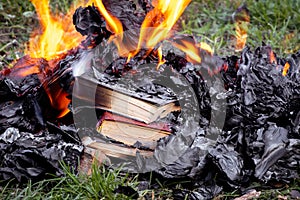 Burning books with inappropriate content, books are prohibited
