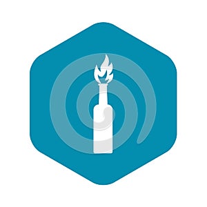 Burning bottle icon, simple style