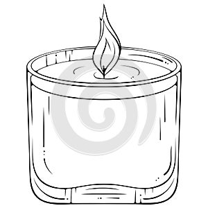 Burning candle in a glass jar line art