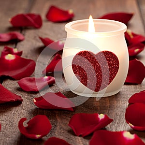 Burning candle with heart