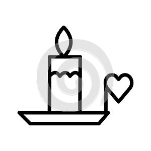 Burning candle with heart Isolated Vector icon that can be easily modified or edited