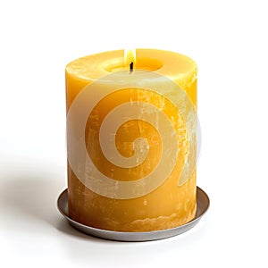 Burning candle isolated on white background
