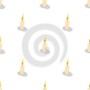 Burning candle pattern seamless vector