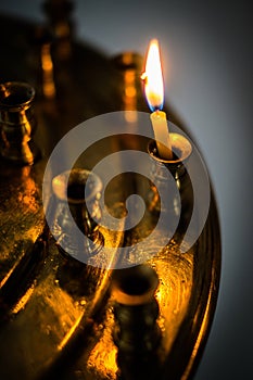 Burning candle in the Russian Orthodox Church.