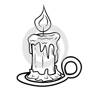 burning candle on a white background, candle on a white background