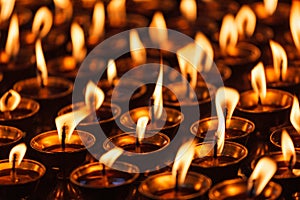 Burning candles in Buddhist temple