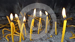 Burning Candles in Dark, Candlelights in Orthodox Church, Light Symbol in Monastery, Religious Tradition