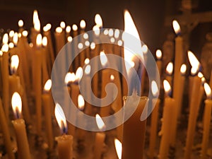 Burning Candles during Epiphany at Russian Orthodox Church.