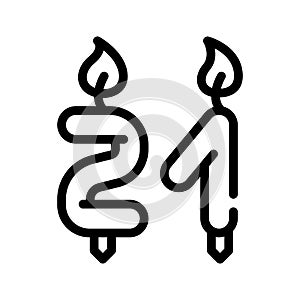 Burning candles in number form birthday line icon vector illustration