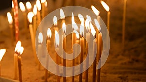 Burning candles in Orthodox Christian church