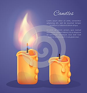 Burning Candles in Realistic Design Vector Icons