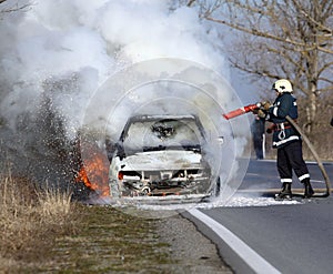 Burning car