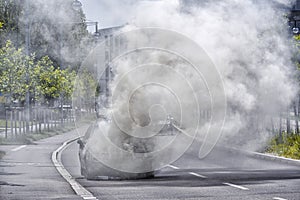 Burning Car on the street