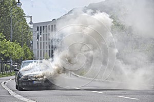 Burning Car on the street