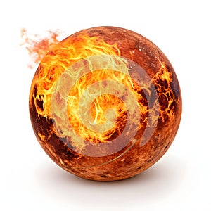 Burning celestial sphere isolated on white background