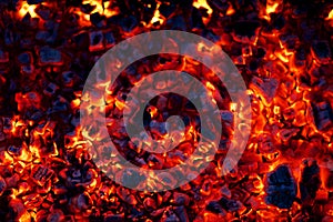 Burning charcoal embers