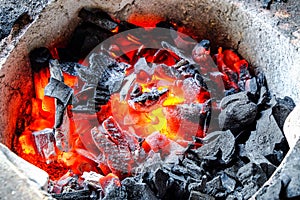 Burning charcoal in a stove